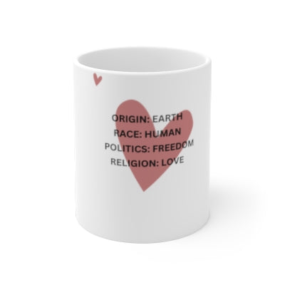 Ceramic Mug w/ Heart and Kind Words  11oz