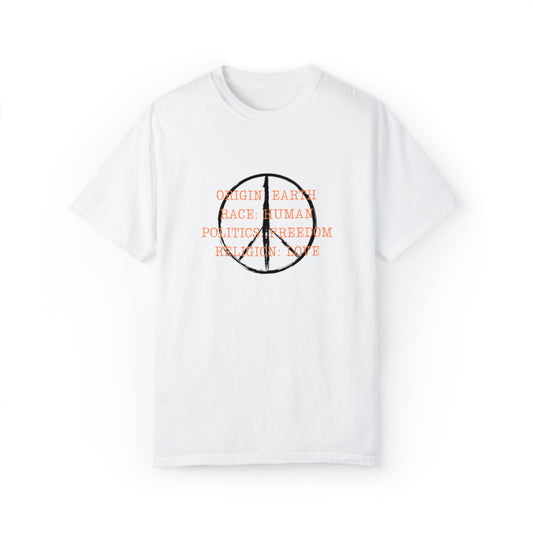 WHITE UNISEX TEE WITH PEACE DESIGN